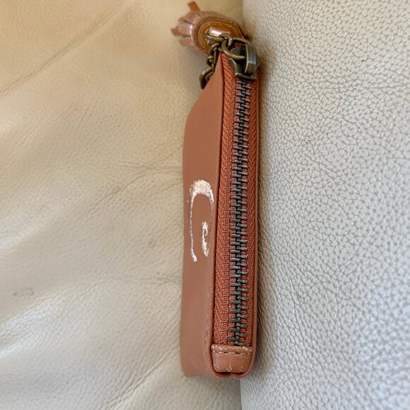 Anthropologie Miss Albright monogram C leather coin purse with zipper and tassle - Picture 7 of 8